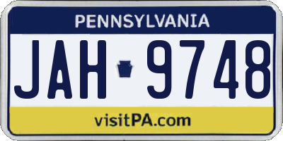 PA license plate JAH9748