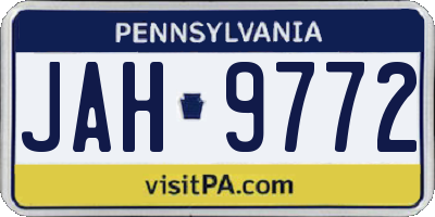 PA license plate JAH9772