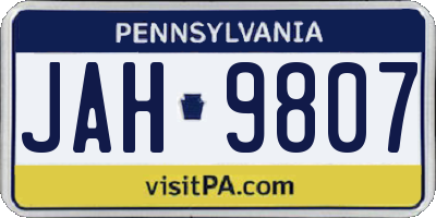 PA license plate JAH9807