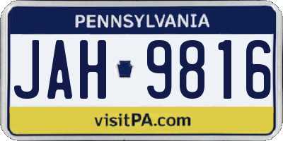 PA license plate JAH9816