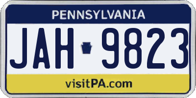 PA license plate JAH9823