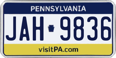 PA license plate JAH9836