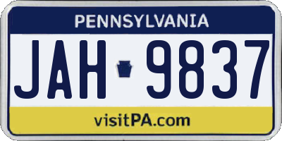 PA license plate JAH9837