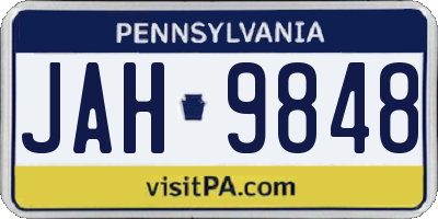 PA license plate JAH9848