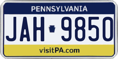 PA license plate JAH9850