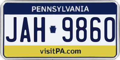 PA license plate JAH9860