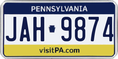 PA license plate JAH9874