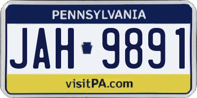 PA license plate JAH9891