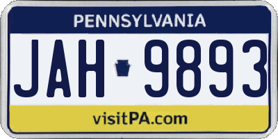 PA license plate JAH9893
