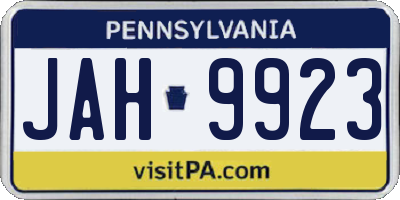 PA license plate JAH9923