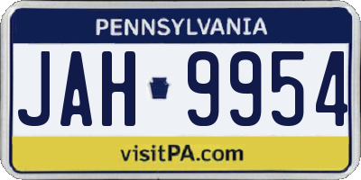 PA license plate JAH9954