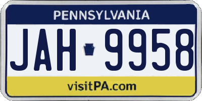 PA license plate JAH9958