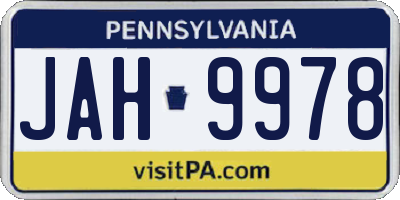 PA license plate JAH9978