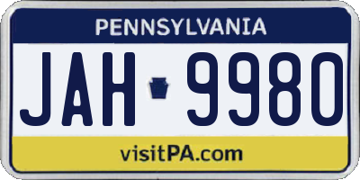 PA license plate JAH9980