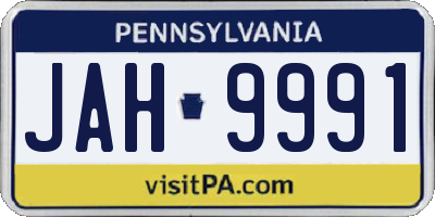 PA license plate JAH9991