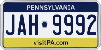 PA license plate JAH9992