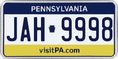 PA license plate JAH9998