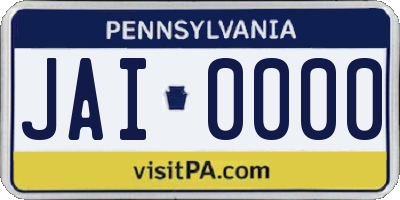 PA license plate JAI0000