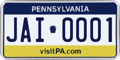 PA license plate JAI0001