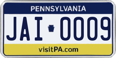 PA license plate JAI0009