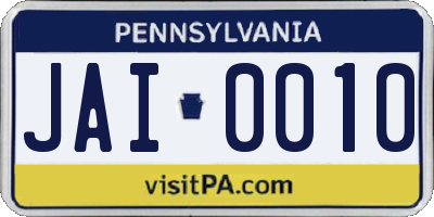 PA license plate JAI0010