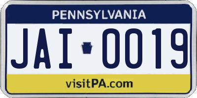 PA license plate JAI0019