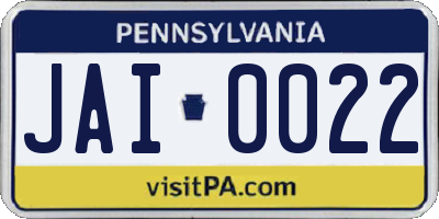 PA license plate JAI0022