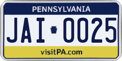 PA license plate JAI0025