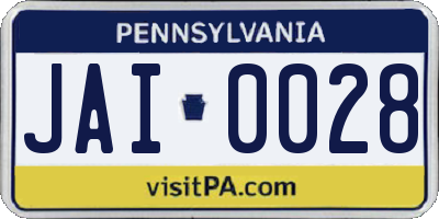 PA license plate JAI0028