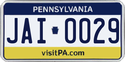 PA license plate JAI0029