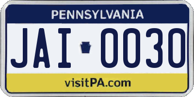 PA license plate JAI0030