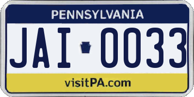PA license plate JAI0033