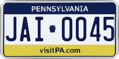 PA license plate JAI0045