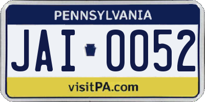 PA license plate JAI0052