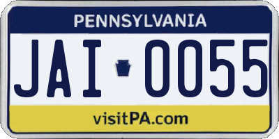 PA license plate JAI0055