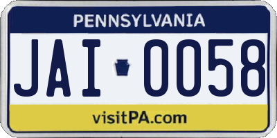 PA license plate JAI0058