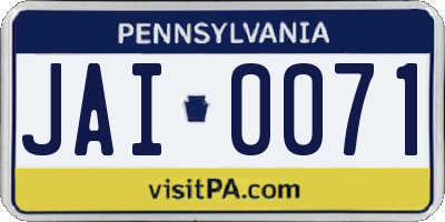 PA license plate JAI0071