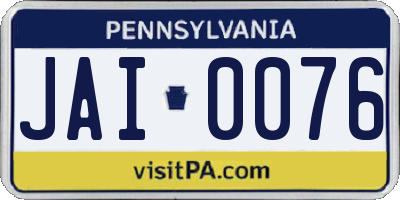 PA license plate JAI0076