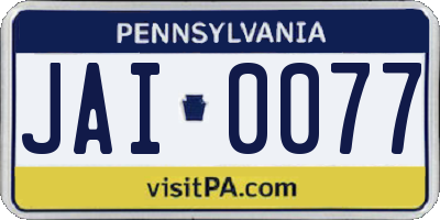 PA license plate JAI0077
