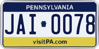 PA license plate JAI0078