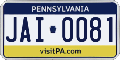 PA license plate JAI0081