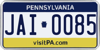 PA license plate JAI0085
