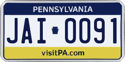 PA license plate JAI0091