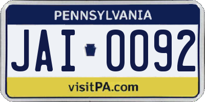 PA license plate JAI0092