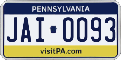 PA license plate JAI0093