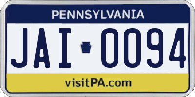 PA license plate JAI0094