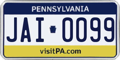 PA license plate JAI0099