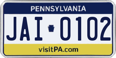 PA license plate JAI0102