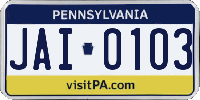 PA license plate JAI0103