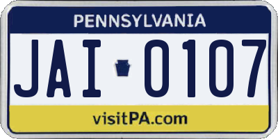 PA license plate JAI0107